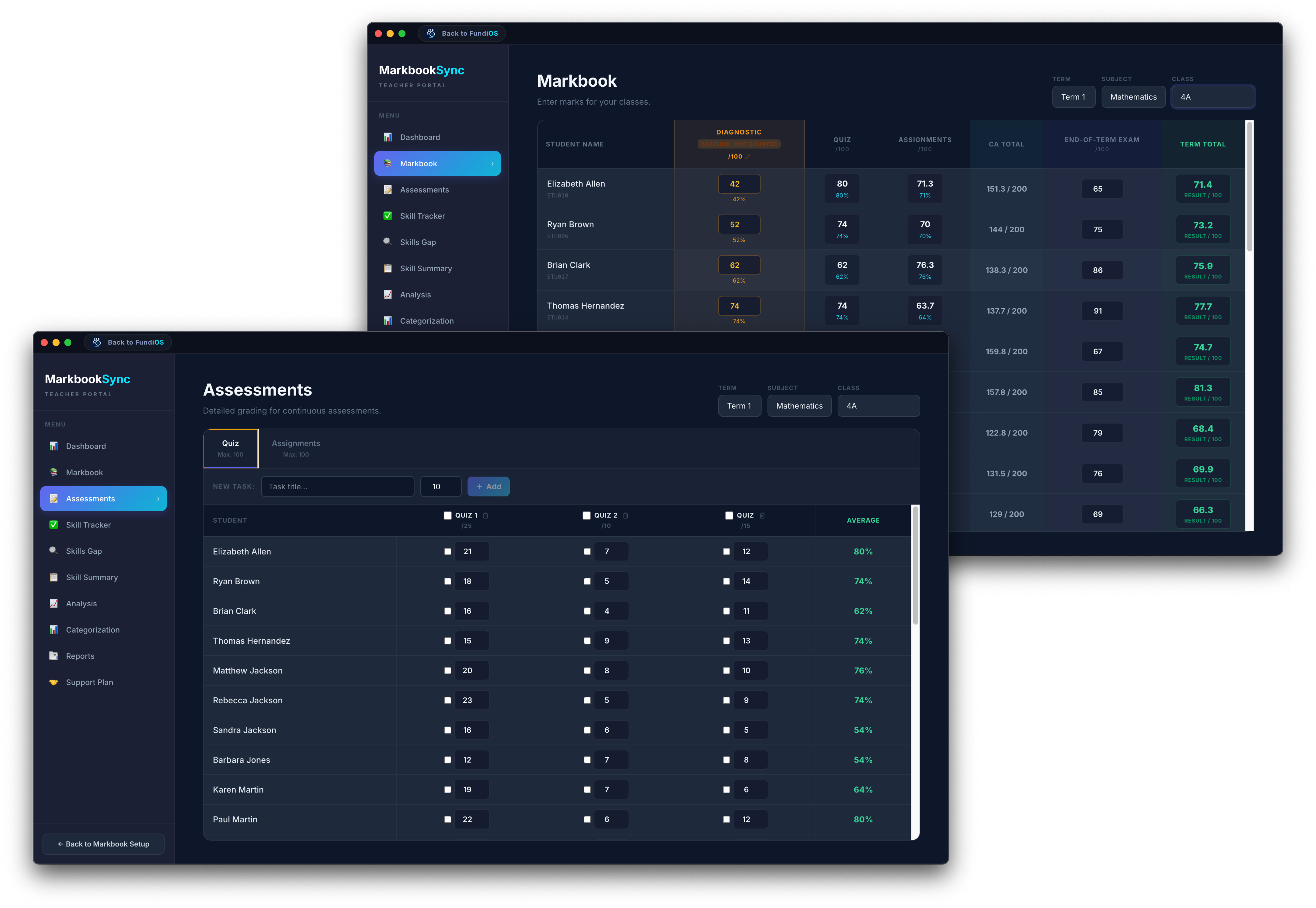Markbook Sync Student Dashboard